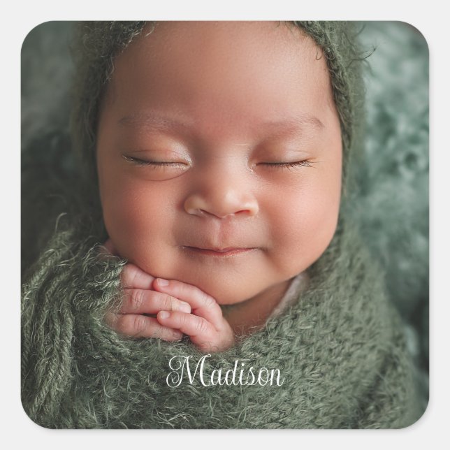 Pegatina Cuadrada Etiquetado de bebé/recién nacido/niño (Anverso)
