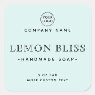 Pegatina Cuadrada Etiquetas cuadradas de color azul claro y elegante