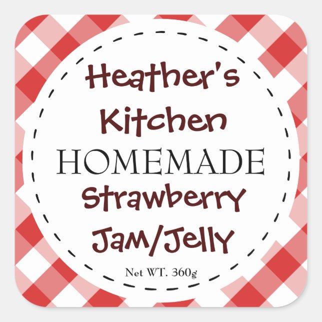 Pegatina Cuadrada Etiquetas cuadradas de mermelada/gelatina (Anverso)