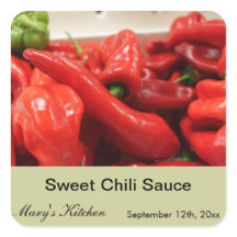 Etiquetas de botellas de chile dulce hechas en cas