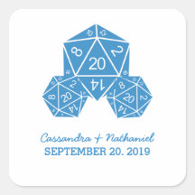 Etiquetas de casamiento de dados Blue D20