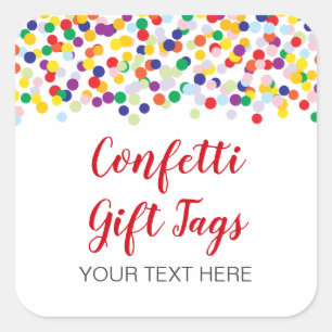Pegatina Cuadrada Etiquetas de confetti coloridas para duchas y favo