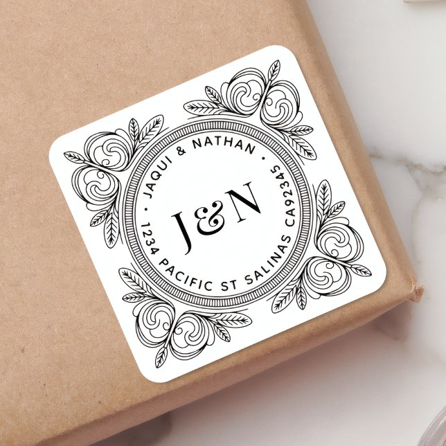 Pegatina Cuadrada Etiquetas de dirección de retorno de follaje barro (Subido por el creador)