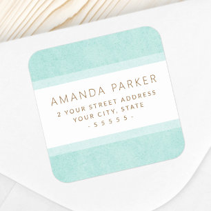 Pegatina Cuadrada Etiquetas de direcciones de color azul acuático cl