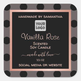 Pegatina Cuadrada Etiquetas de embalaje de productos de Rosa negro c