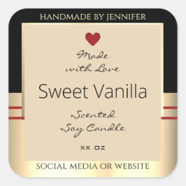 Pegatina Cuadrada Etiquetas de embalaje de productos elegantes oro n