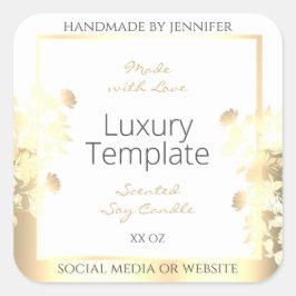 Pegatina Cuadrada Etiquetas de embalaje de productos florales de luj