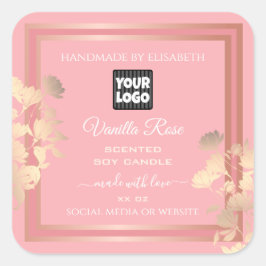 Pegatina Cuadrada Etiquetas de empaquetado de productos rosados Rosa