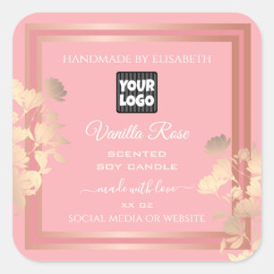 Pegatina Cuadrada Etiquetas de empaquetado de productos rosados Rosa