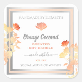 Pegatina Cuadrada Etiquetas de envasado de productos florales en bla