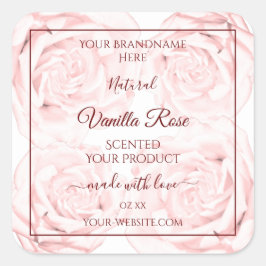 Pegatina Cuadrada Etiquetas de envasado de productos florales Rosas 