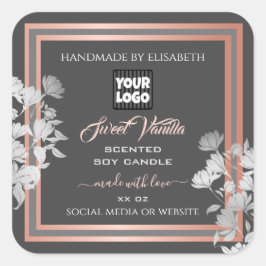 Pegatina Cuadrada Etiquetas de envasado de productos grises con logo