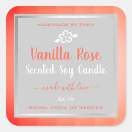 Pegatina Cuadrada Etiquetas de envasado de productos rosados con Ros