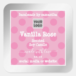 Pegatina Cuadrada Etiquetas de envasado de productos rosados y plate