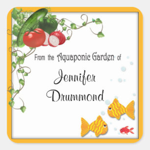 Pegatina Cuadrada Etiquetas de jardinero acuapónicas