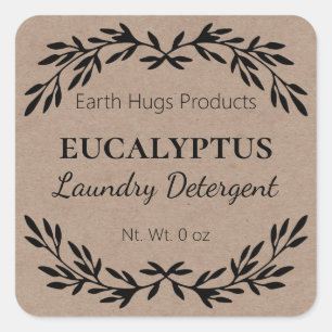 Pegatina Cuadrada Etiquetas de Kraft para detergente de lavado minim
