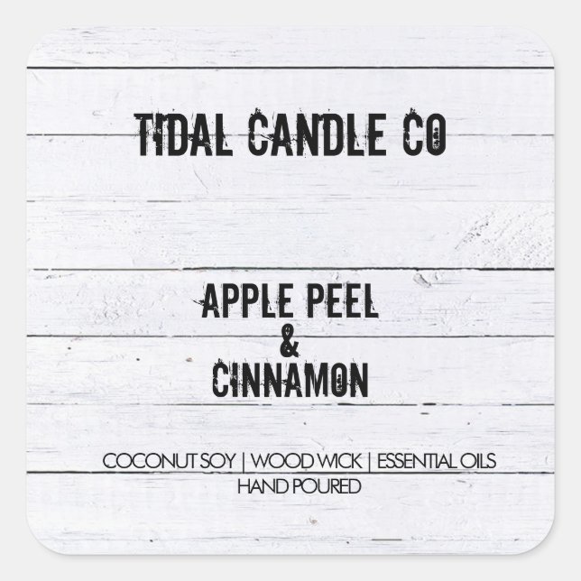 Pegatina Cuadrada Etiquetas de madera blanca (Anverso)