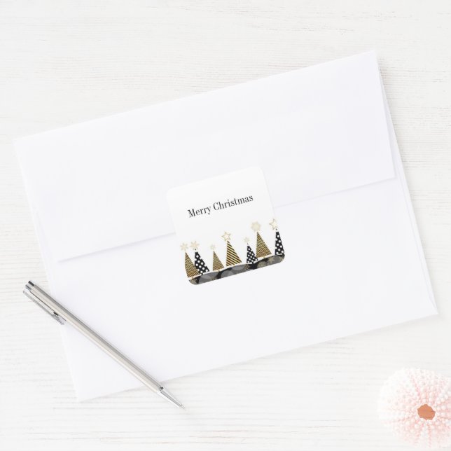 Pegatina Cuadrada Etiquetas de Navidad (Sobre)