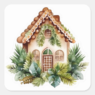 Pegatina Cuadrada Etiquetas de Navidad