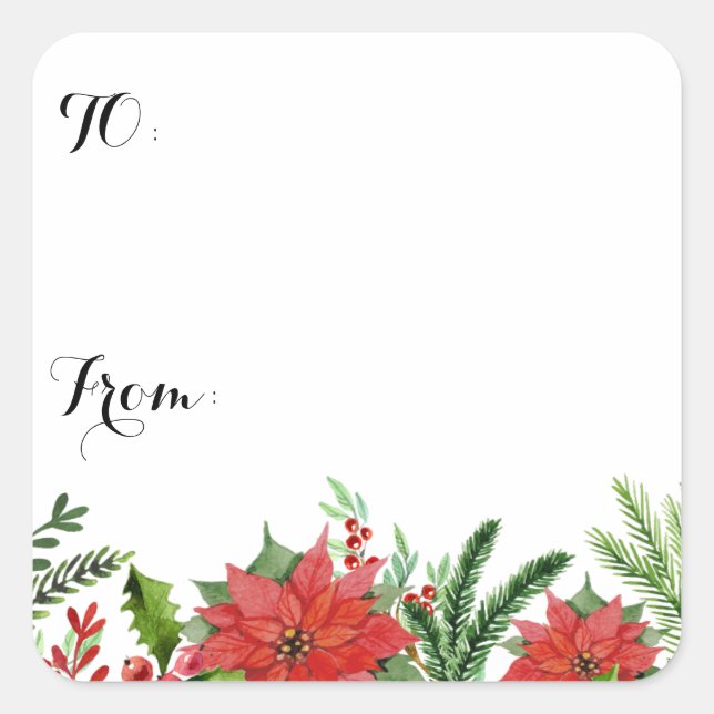 Pegatina Cuadrada Etiquetas de Navidad. (Anverso)