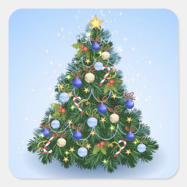 Pegatina Cuadrada Etiquetas de Navidad (Anverso)