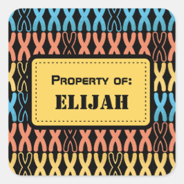 Pegatina Cuadrada Etiquetas de nombres para los niños - Volver a la 