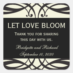 Pegatina Cuadrada Etiquetas de paquetes de semillas Boda Art Deco