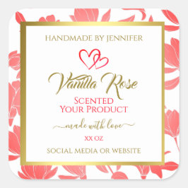 Pegatina Cuadrada Etiquetas de presentación de productos florales de