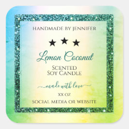 Pegatina Cuadrada Etiquetas de producto de fragmentos de Purpurina d