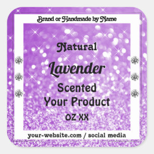 Pegatina Cuadrada Etiquetas de producto de Purpurina de esparkling p
