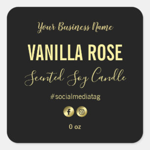 Pegatina Cuadrada Etiquetas de producto negras simples