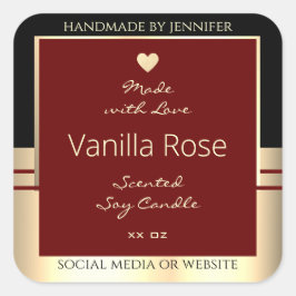 Pegatina Cuadrada Etiquetas de productos clásicas Black Burgundy Gol