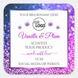 Pegatina Cuadrada Etiquetas de productos con logotipo de Purpurina p