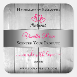 Pegatina Cuadrada Etiquetas de productos de grano de madera blanca p