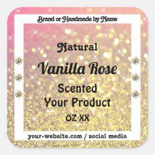 Pegatina Cuadrada Etiquetas de productos de Purpurina Pink Purple Go