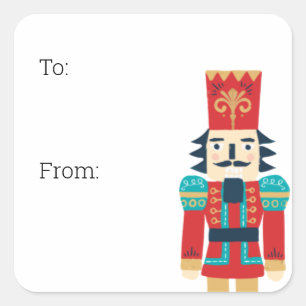 Pegatina Cuadrada Etiquetas de regalo de Nutcracker de color de agua