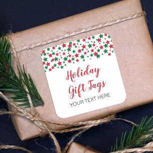 Pegatina Cuadrada Etiquetas de regalo de vacaciones de Navidades Est
