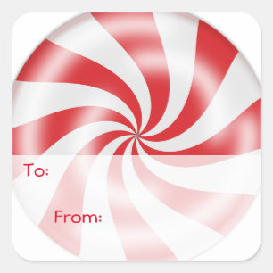 Pegatina Cuadrada Etiquetas de regalo Red Peppermint Candy
