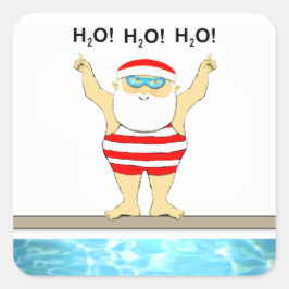Pegatina Cuadrada Etiquetas de vacaciones para Navidades de natación