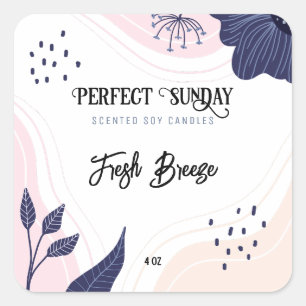 Pegatina Cuadrada Etiquetas de velas de soja abstractas premium