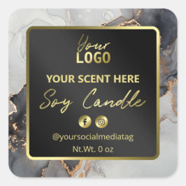 Pegatina Cuadrada Etiquetas De Velas De Velas De Lluvia Con Tinta De