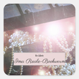 Pegatina Cuadrada Etiquetas del libro del tesoro del tesoro