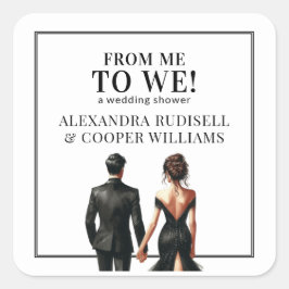 Pegatina Cuadrada Etiquetas favoritas de bodas elegantes en blanco y