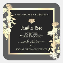 Pegatina Cuadrada Etiquetas modernas de embalaje en negro y gris mar