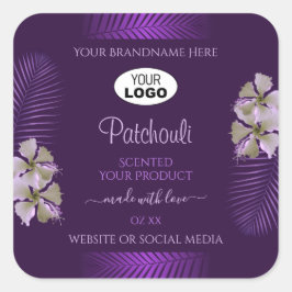 Pegatina Cuadrada Etiquetas moradas de productos Flores de Hawai Dej