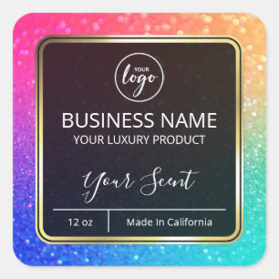 Pegatina Cuadrada Etiquetas Neon Rainbow Colour Candle