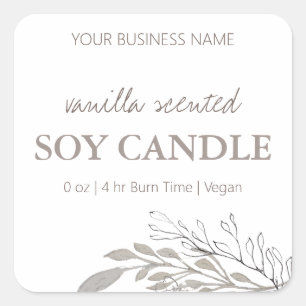 Pegatina Cuadrada Etiquetas neutras de vástago de soja