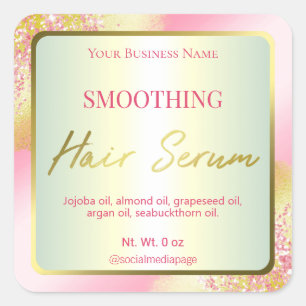 Pegatina Cuadrada Etiquetas séricas de la piel rosa dorada profesion