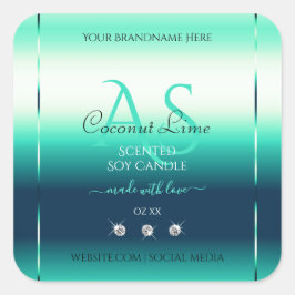 Pegatina Cuadrada Etiquetas verde azuladas de productos Shimmery Dia