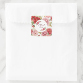Pegatina Cuadrada Étiquettes autocollantes florales Petit mot doux